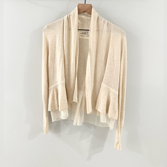 Anthropologie Angel Of The North Cardigan Oatmeal Size Small - Picture 2 of 6